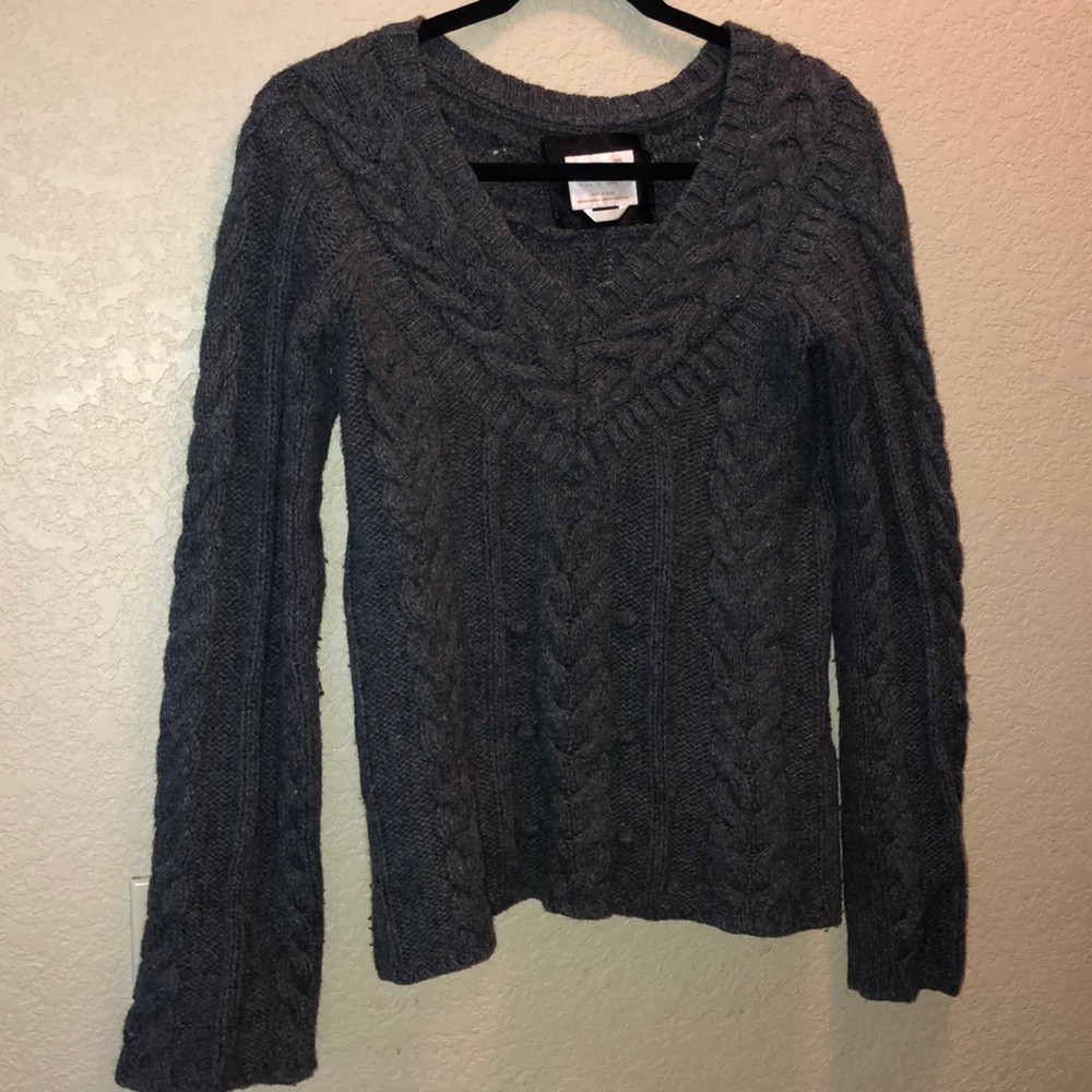 thick grey knitted sweater